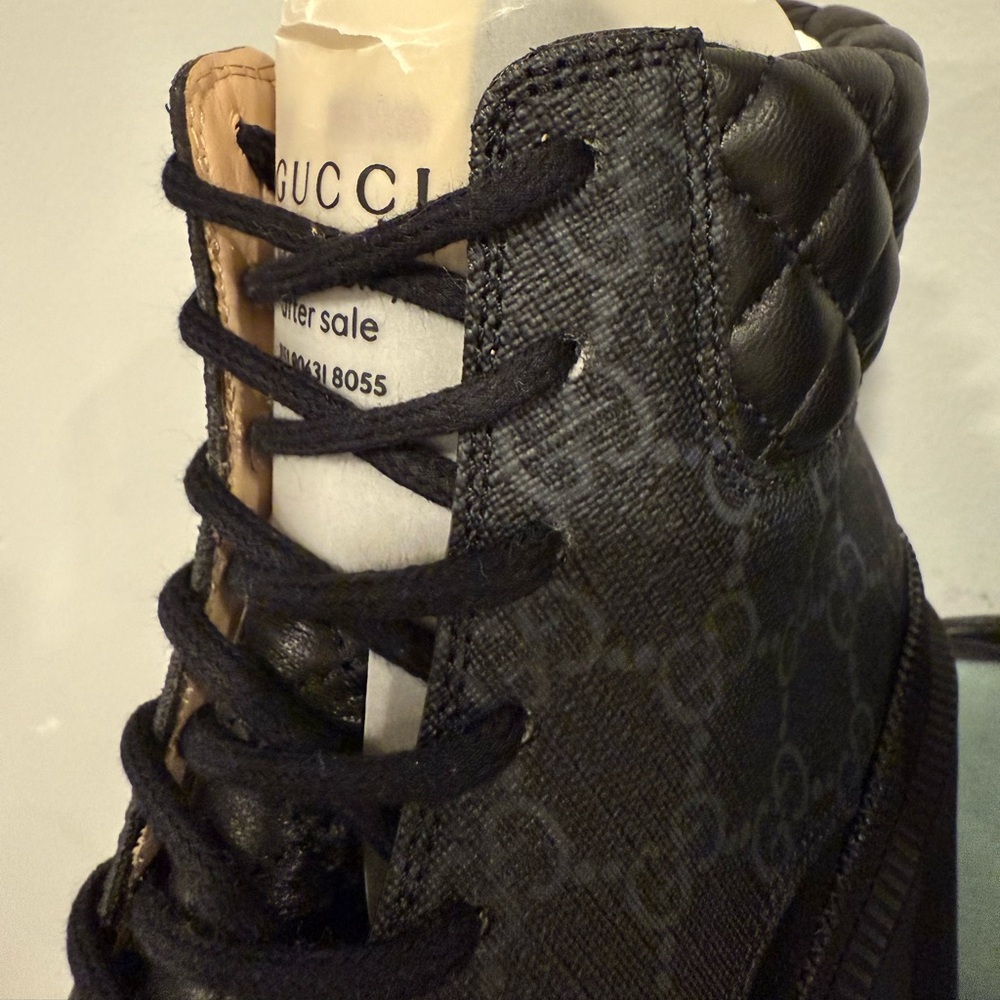 Gucci GG Canvas Heeled Ankle Black Boots size 35.5 - Picture 6 of 11